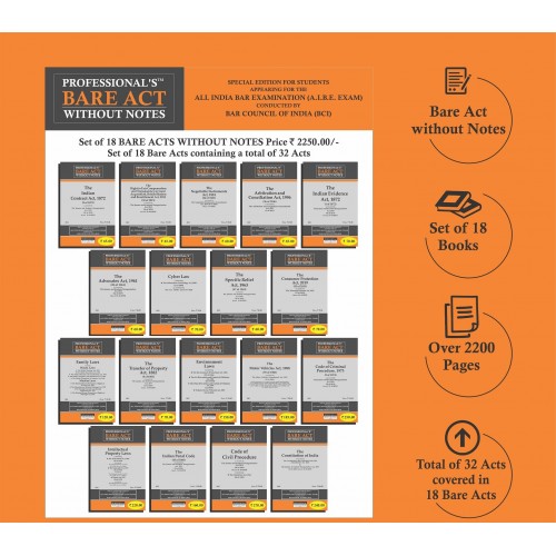 Professional's All India Bar Examination (AIBE) Bare Acts 2023 (Set Of 18 Bare Acts)